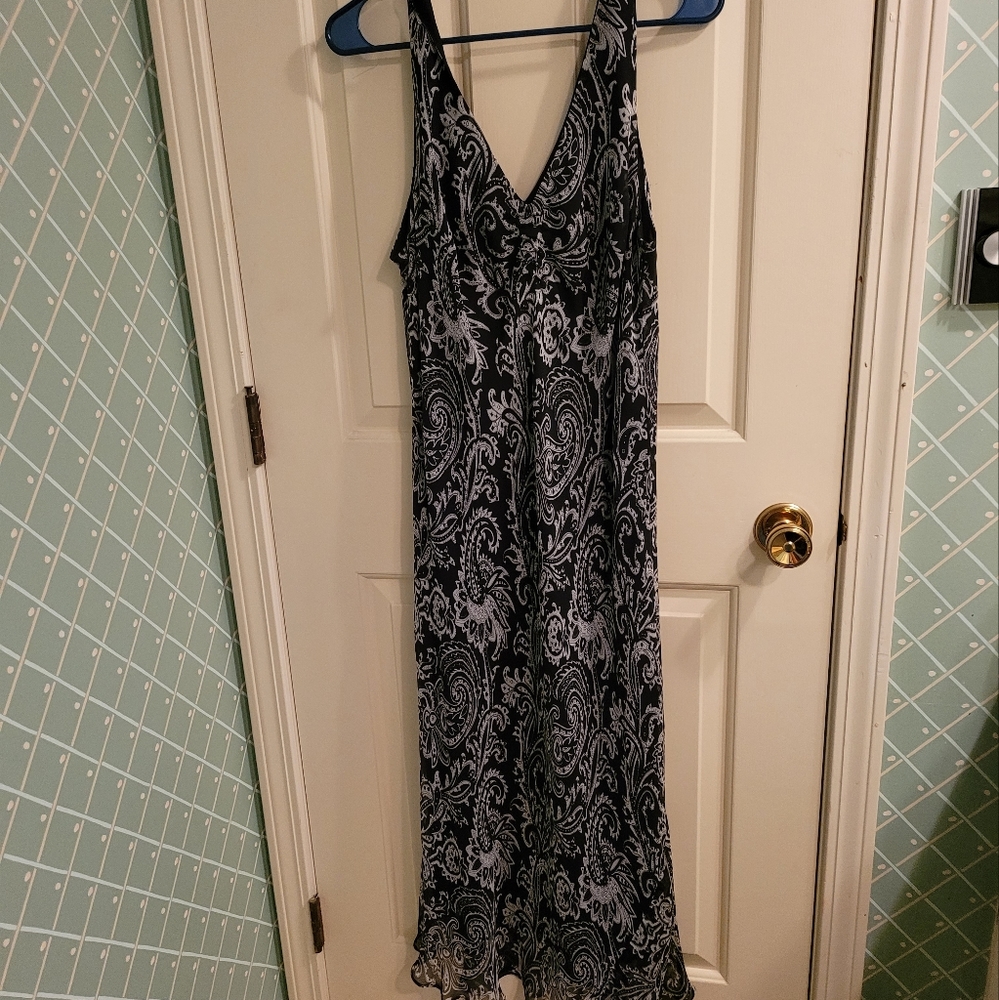 ICE black and white lined silk dress